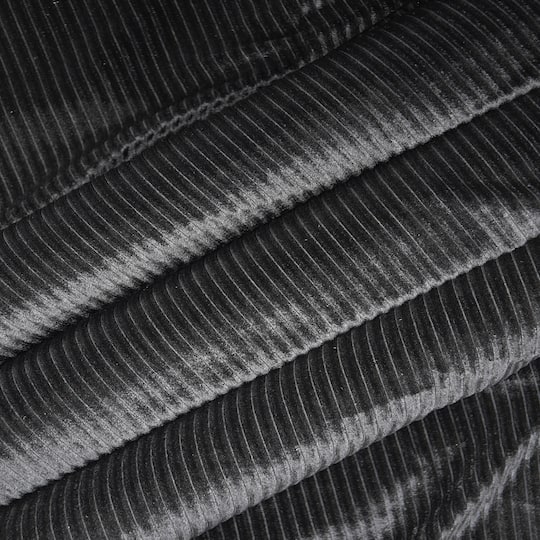 Feldman Black Ribbed Stretch Velvet Fabric